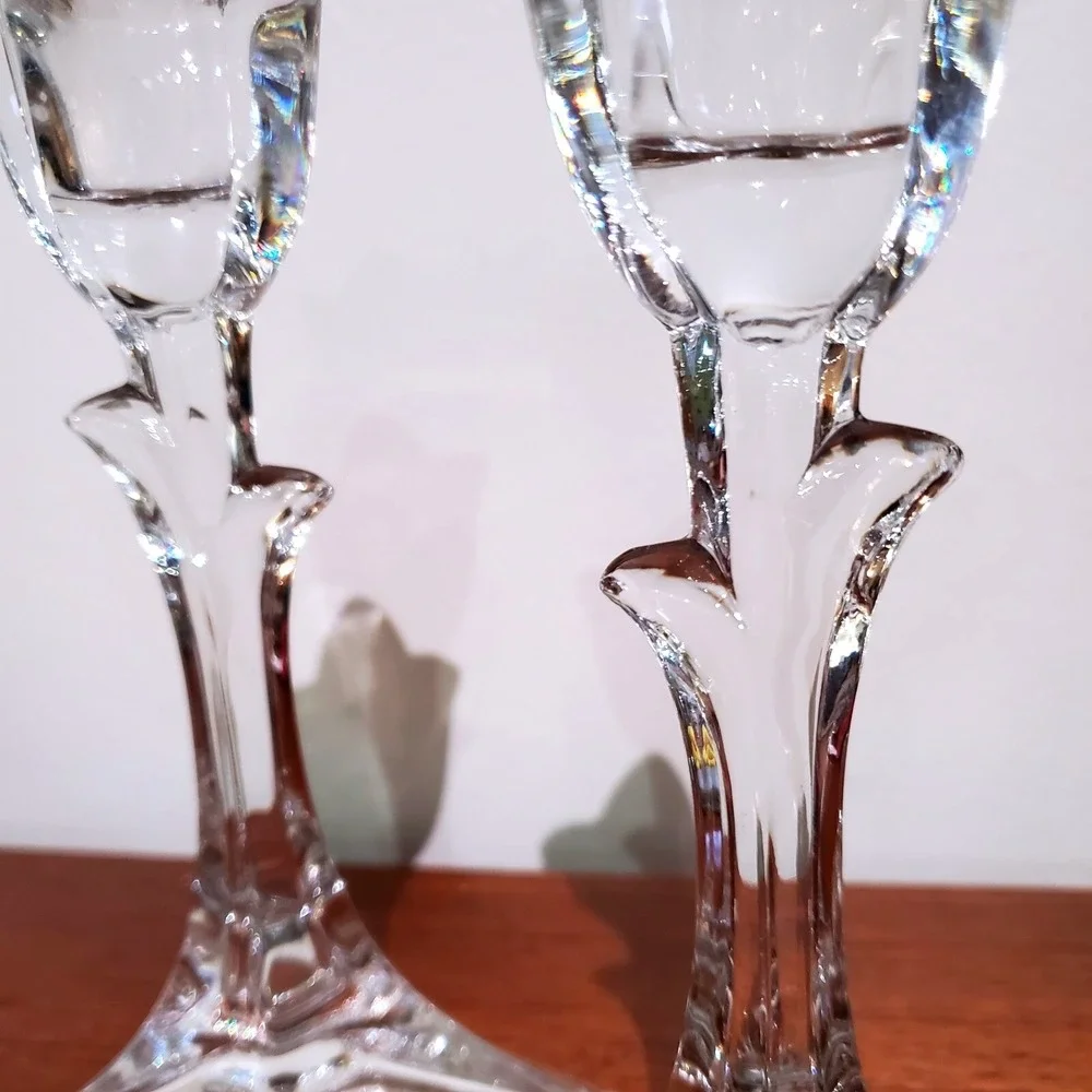 Vintage Toscany Classics 24%‎ Lead Crystal Tulip Candle Holders - Set of 2 - 8